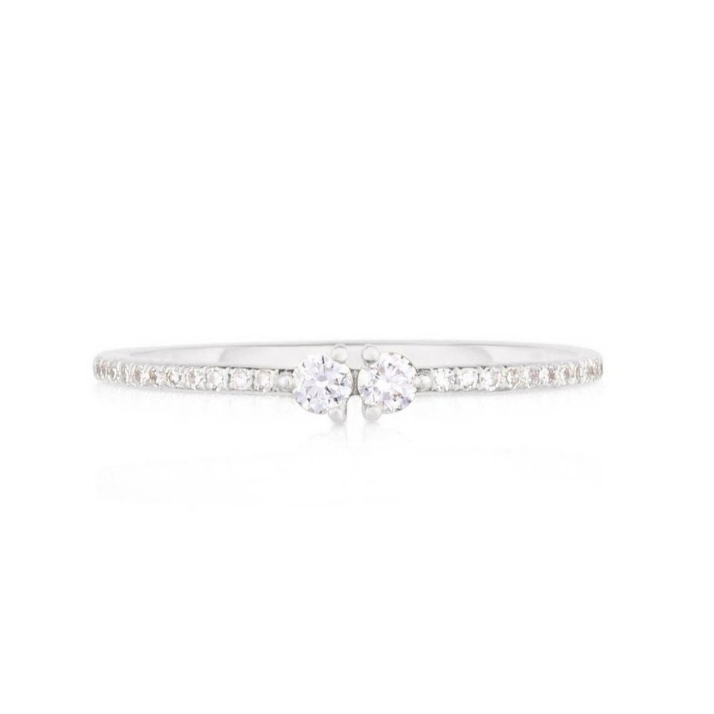 Twin Diamond Ring In 10k Gold